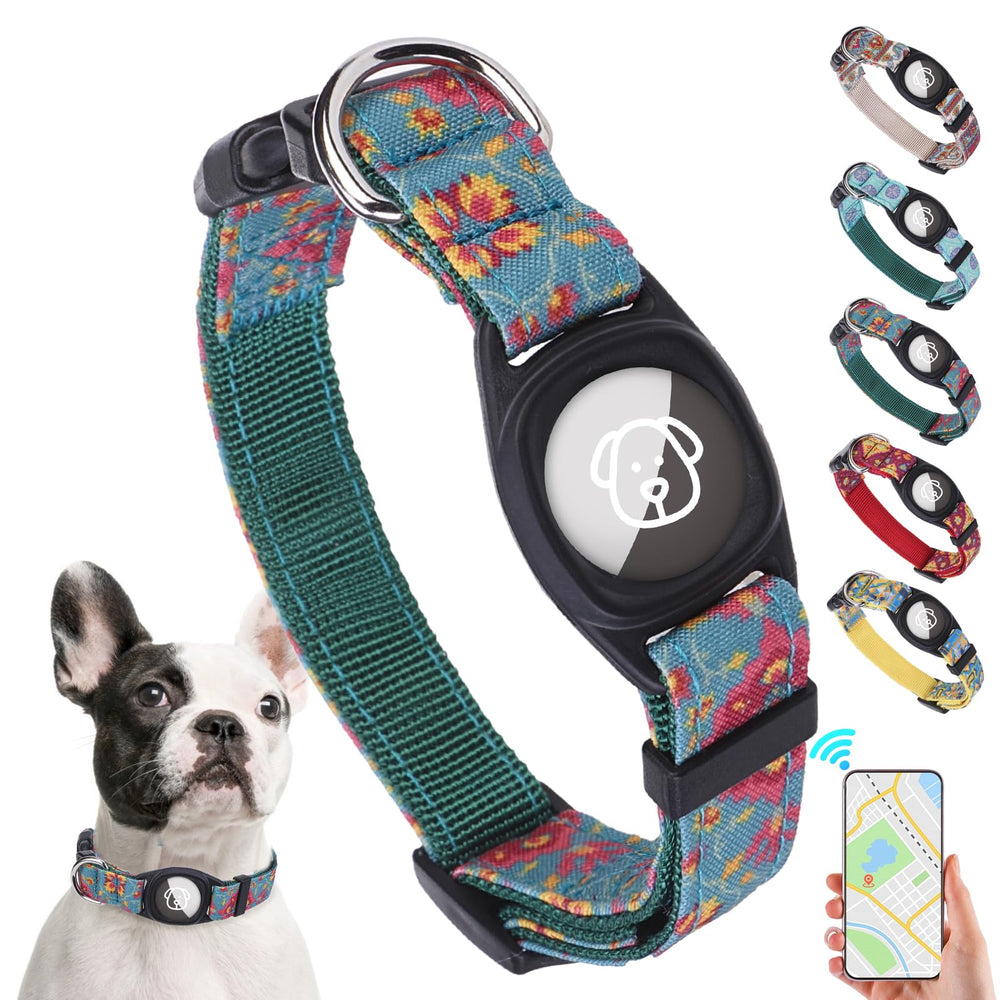 SCENEREAL collar Airtag duradero para perros pequeños, estilo vintage.