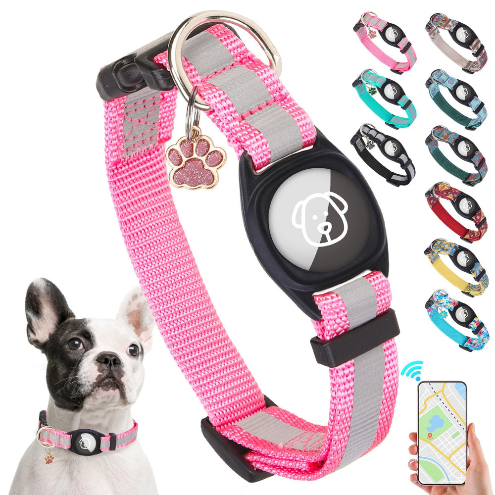 SCENEREAL collar para perro con portador AirTag en nylon suave para ajuste seguro
