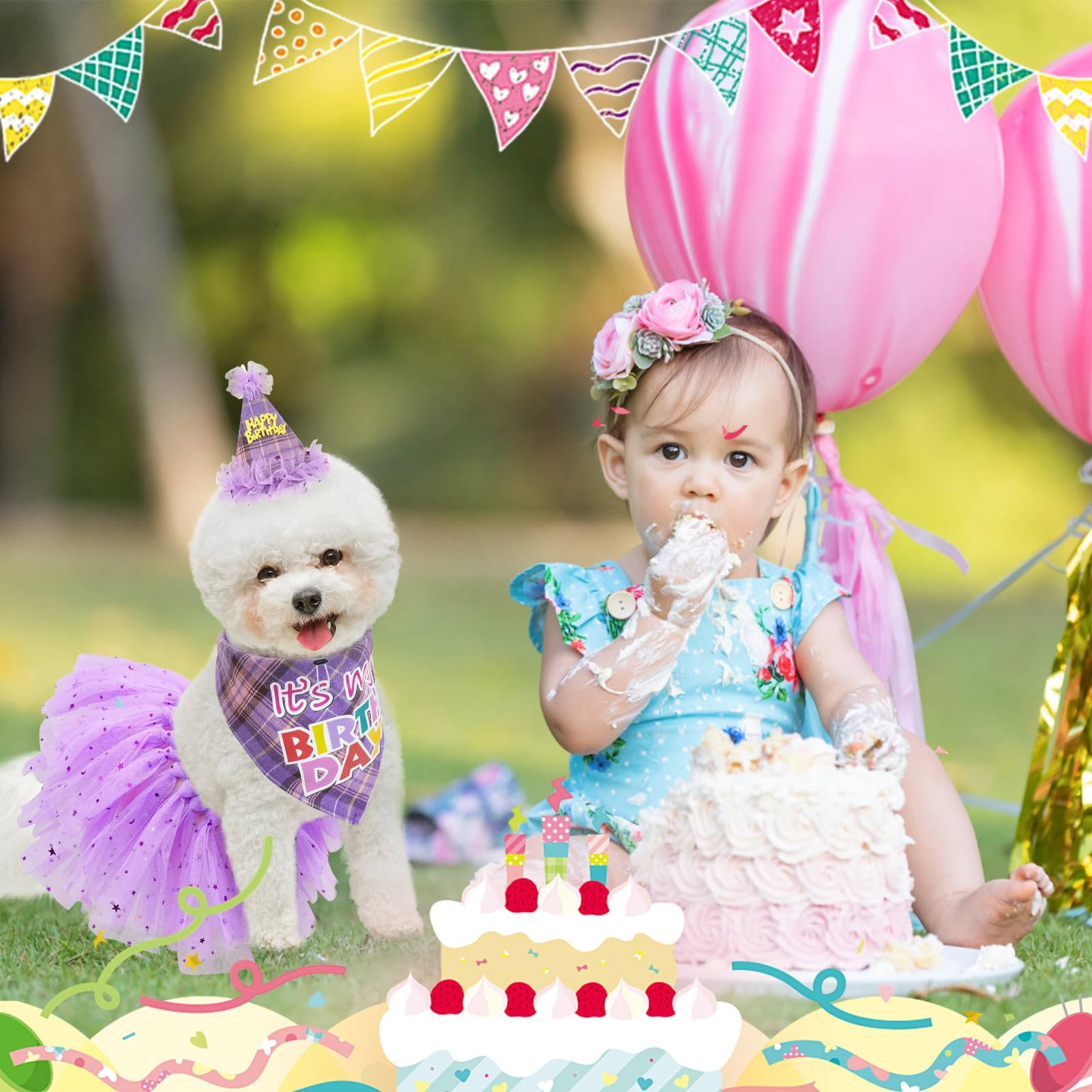 SCENEREAL conjunto completo para cumpleaños de perro, ideal para celebrar con estilo