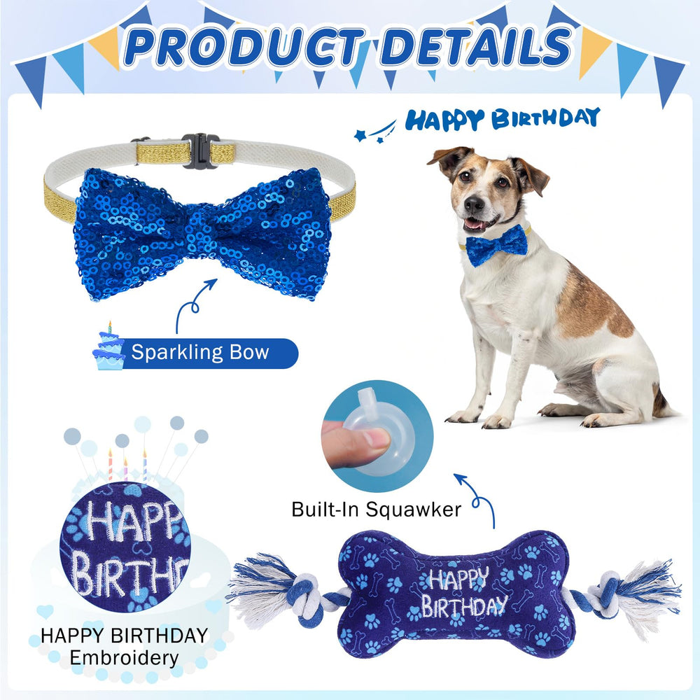 SCENEREAL corbatín con collar de cumpleaños para perros, ajuste cómodo