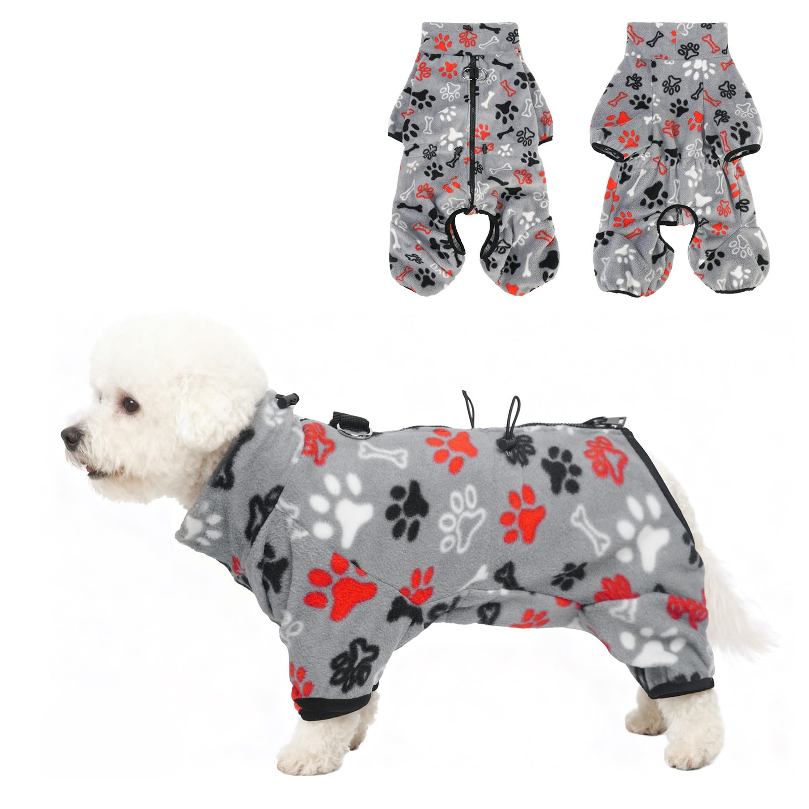SCENEREAL cremallera-pullover-perro-gris-frente: fácil de poner y cálido para paseos.