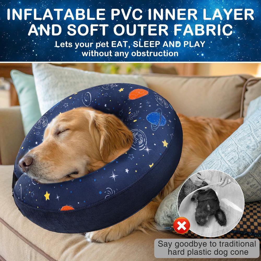 SCENEREAL Donut Collar Inflable, ajuste seguro para perros de tamaños variados.