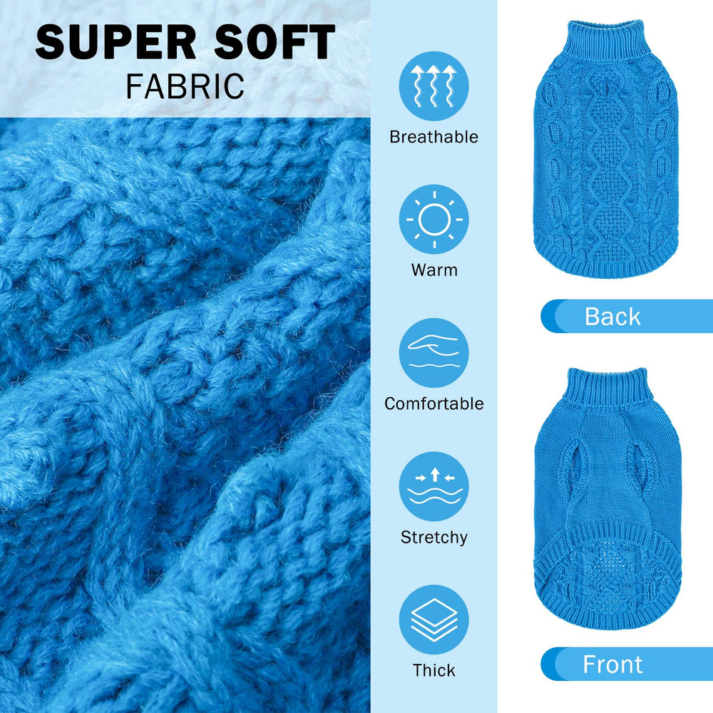 SCENEREAL suéter tejido para perro azul lago 2XL, punto texturizado único y cómodo