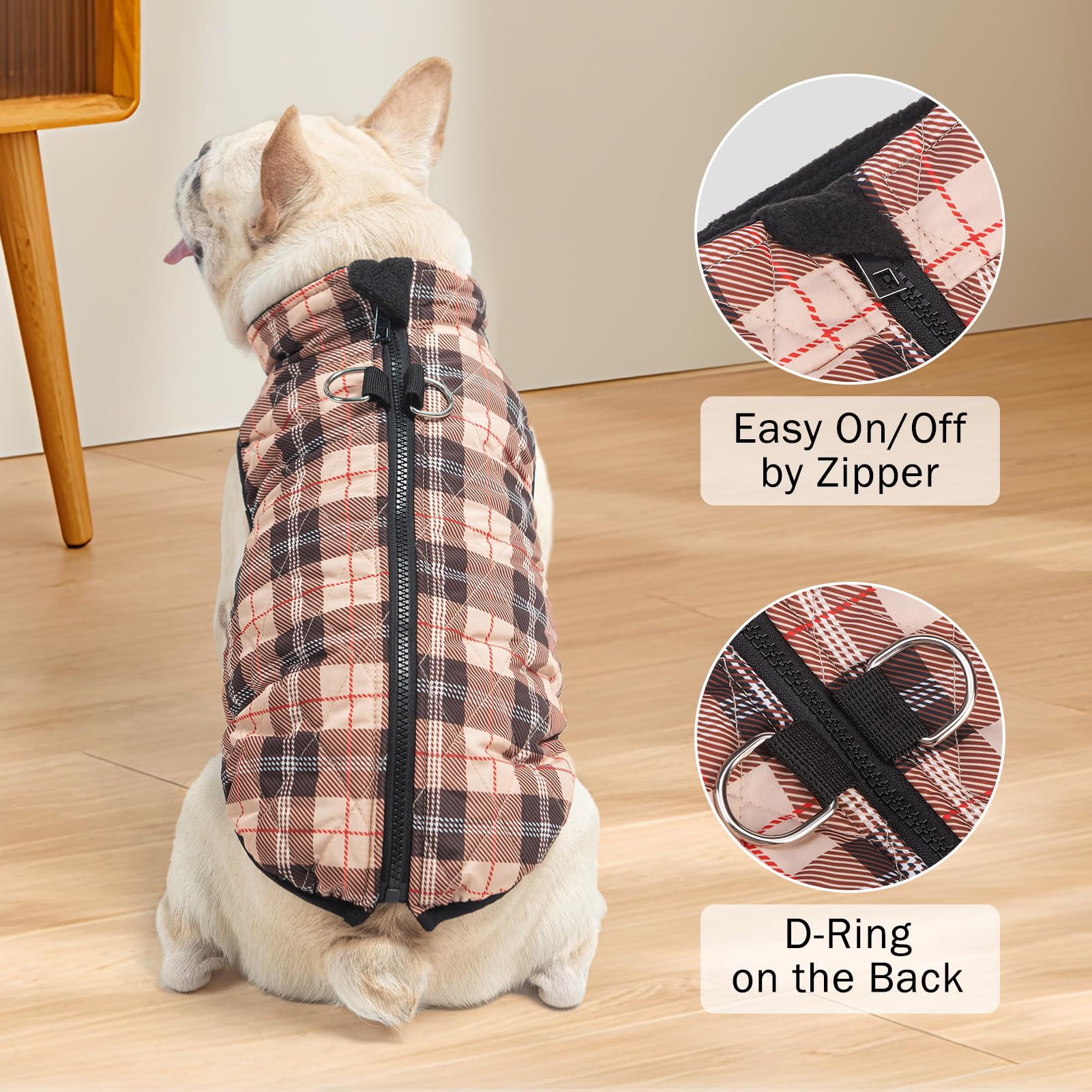 SCENEREAL chaqueta impermeable para perros con forro polar doble mantiene el calor.