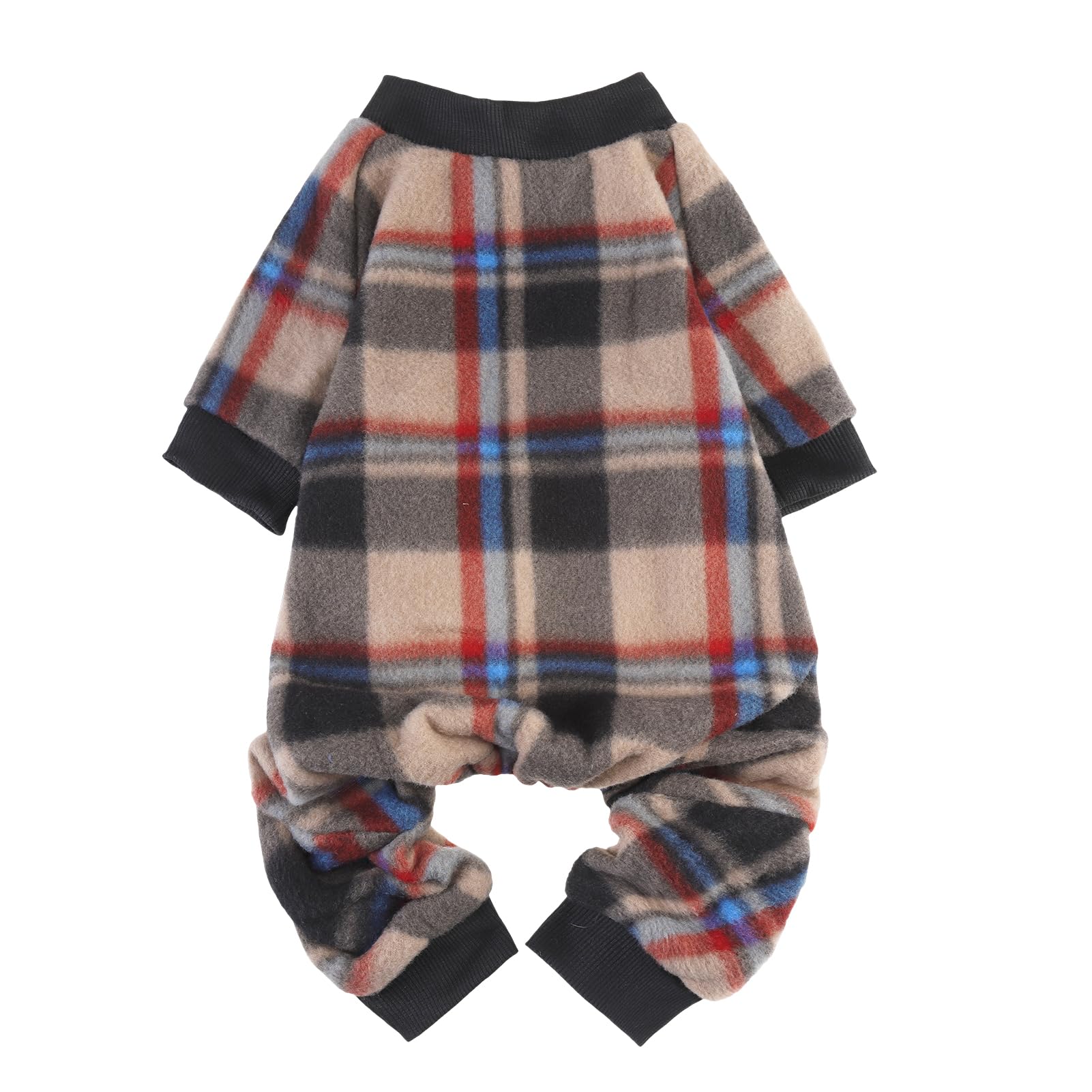 SCENEREAL pijama para perro con cuadro marrón frente, suave y cálido