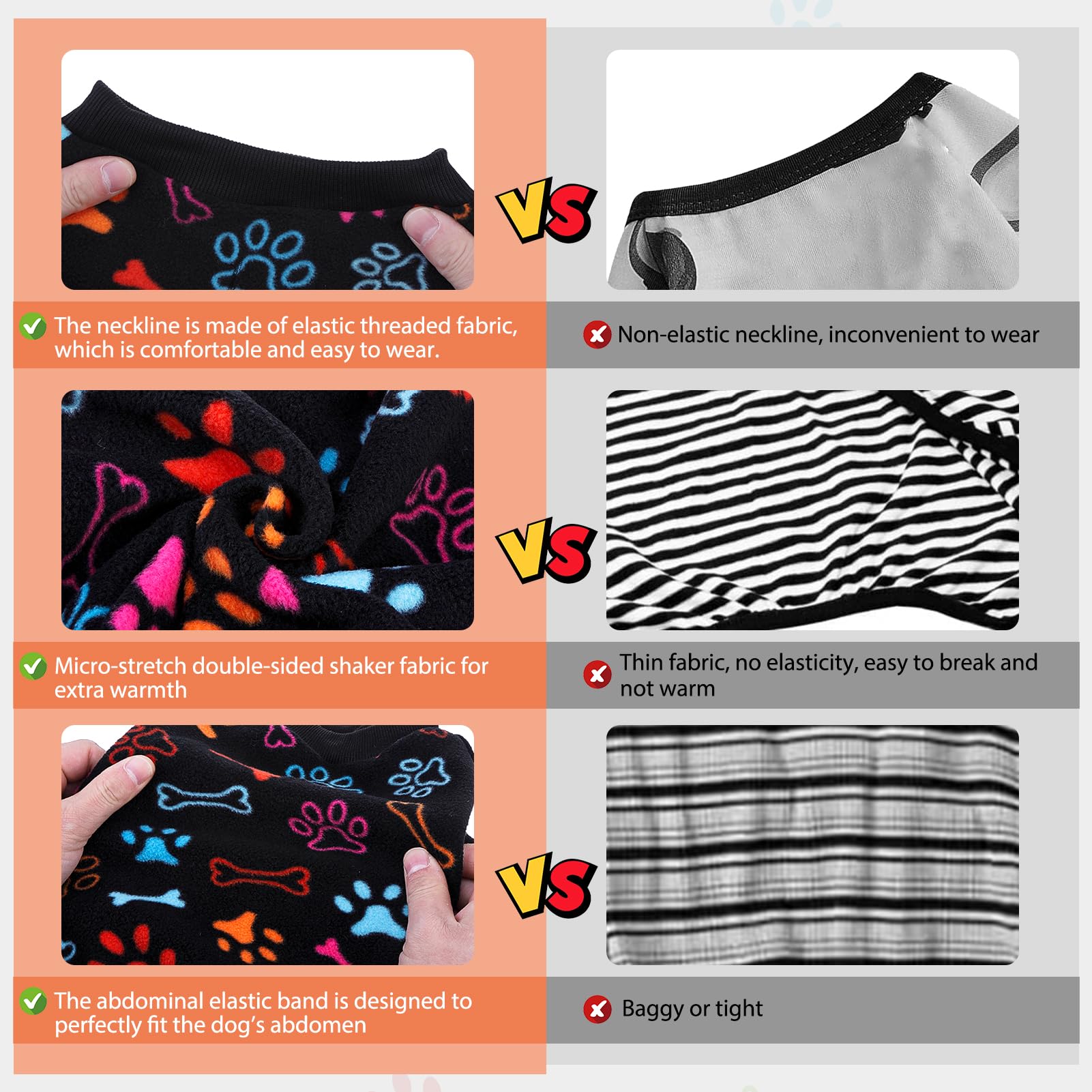 SCENEREAL pijamas-perro-ajuste-elastico, cómodo ajuste sin restringir el movimiento.