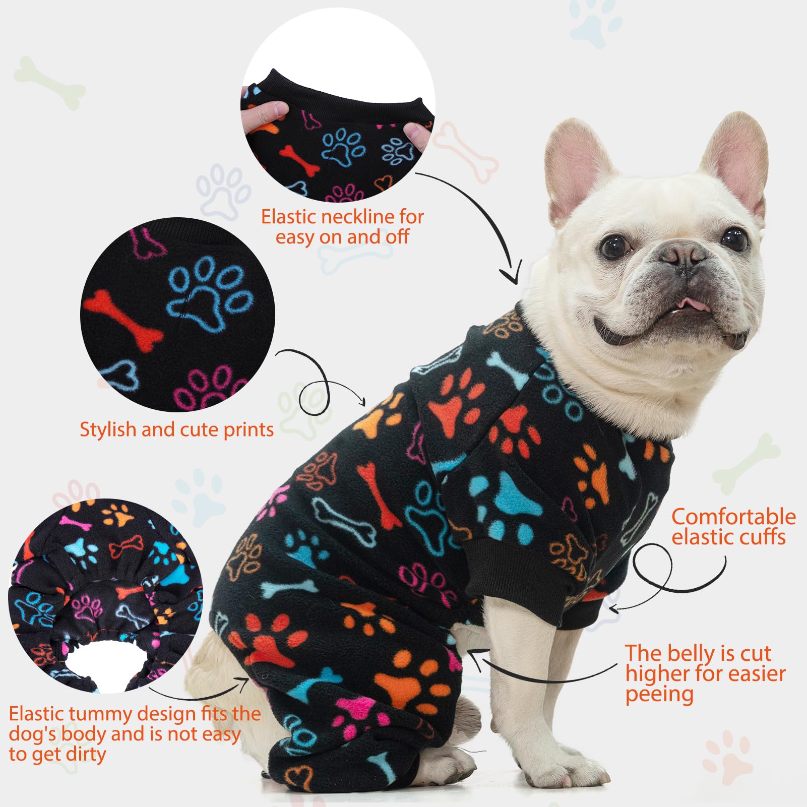 SCENEREAL pijamas-perro-dibujo-patas-y-huesos, diseño adorable para fotos y eventos.