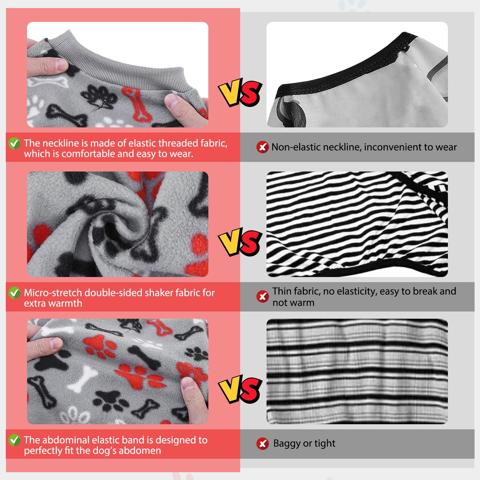 SCENEREAL pijamas perro estampado hueso patas—look divertido para pasear.