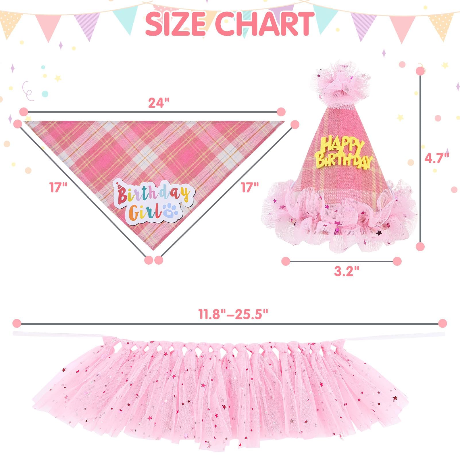SCENEREAL sombrero de fiesta para perros en rosa a cuadros, complemento divertido