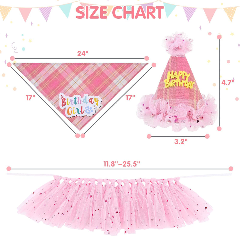 SCENEREAL sombrero de fiesta para perros en rosa a cuadros, complemento divertido