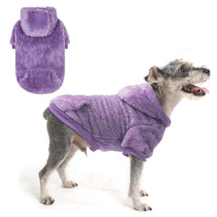 SCENEREAL sudadera para perro con capucha sherpa morada, ideal para climas fríos.