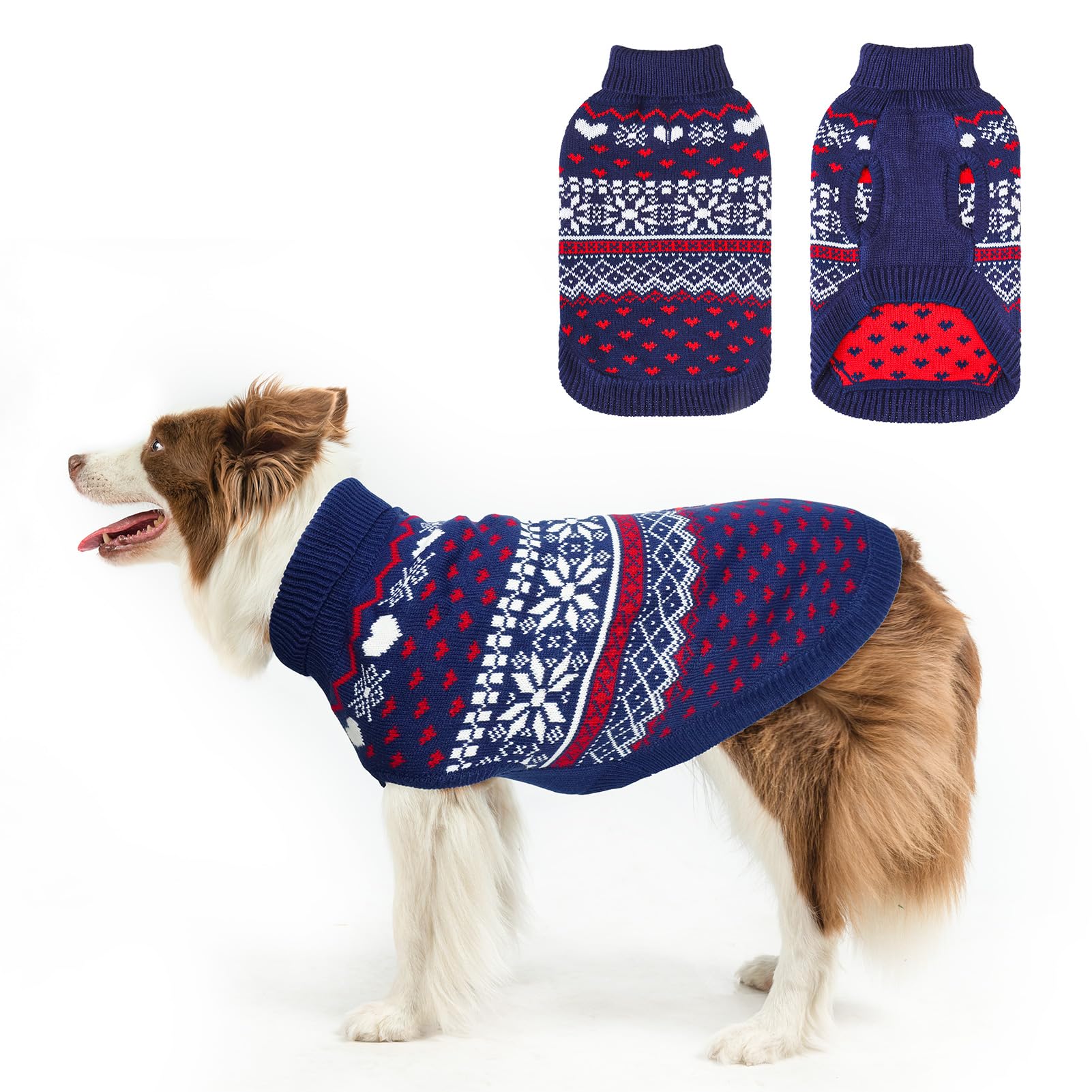 SCENEREAL suéter perro grande, frente visible, para paseos invernales y calor cómodo