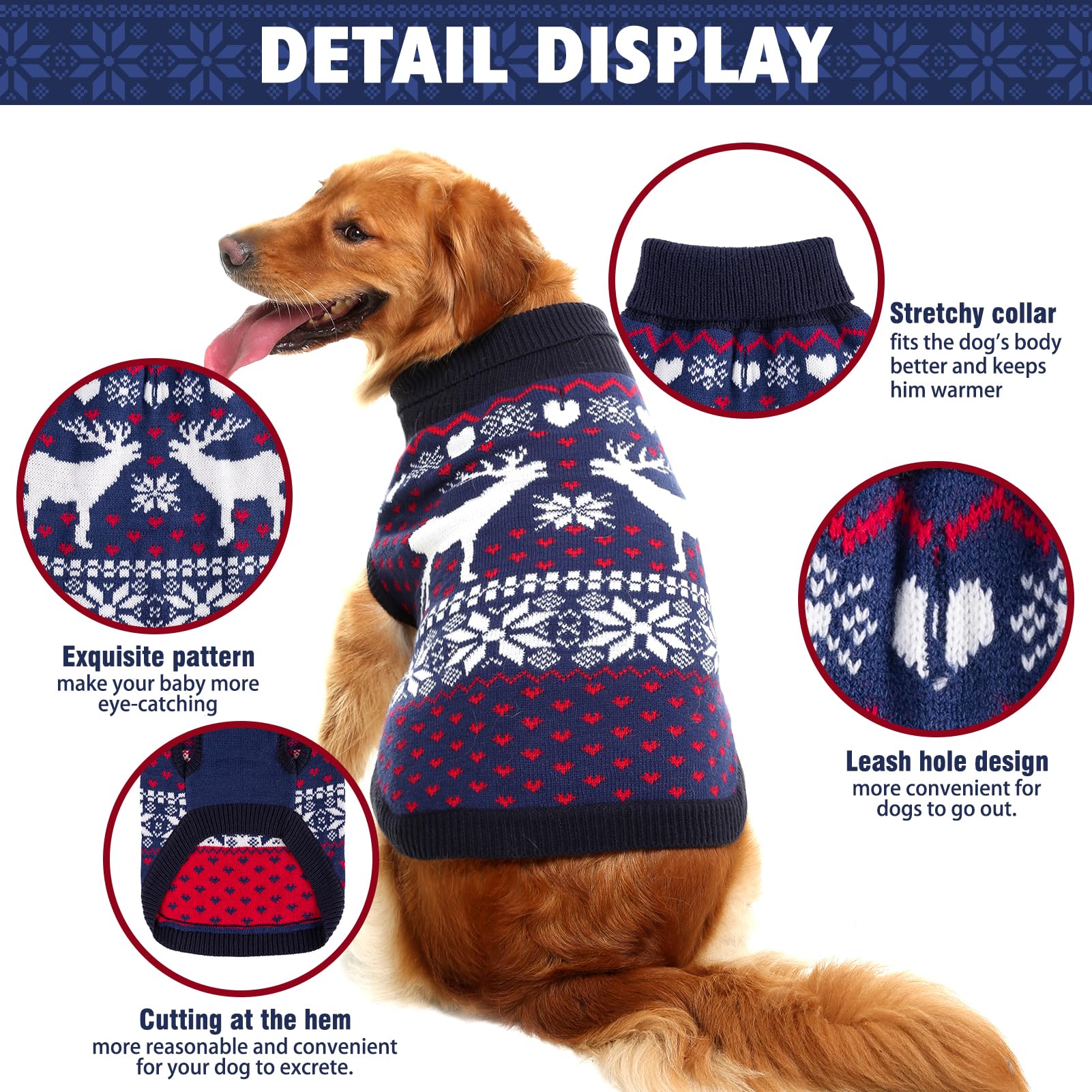 SCENEREAL sudadera navideña para perro grande con diseño de reno, estilo festivo.
