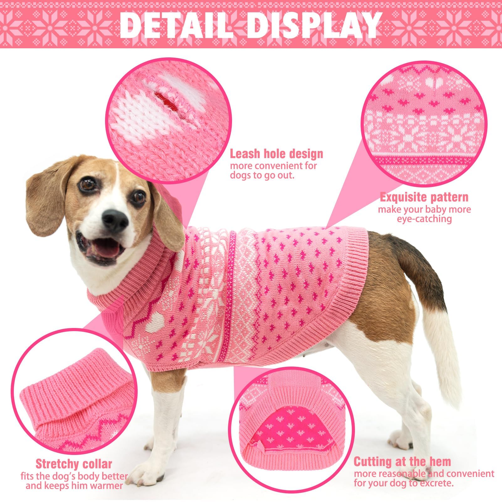 SCENEREAL suéter perro patron corazones nieves: look navideño único.