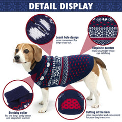 SCENEREAL: suéter para perro pequeño tejido con corazones y copos, estilo festivo