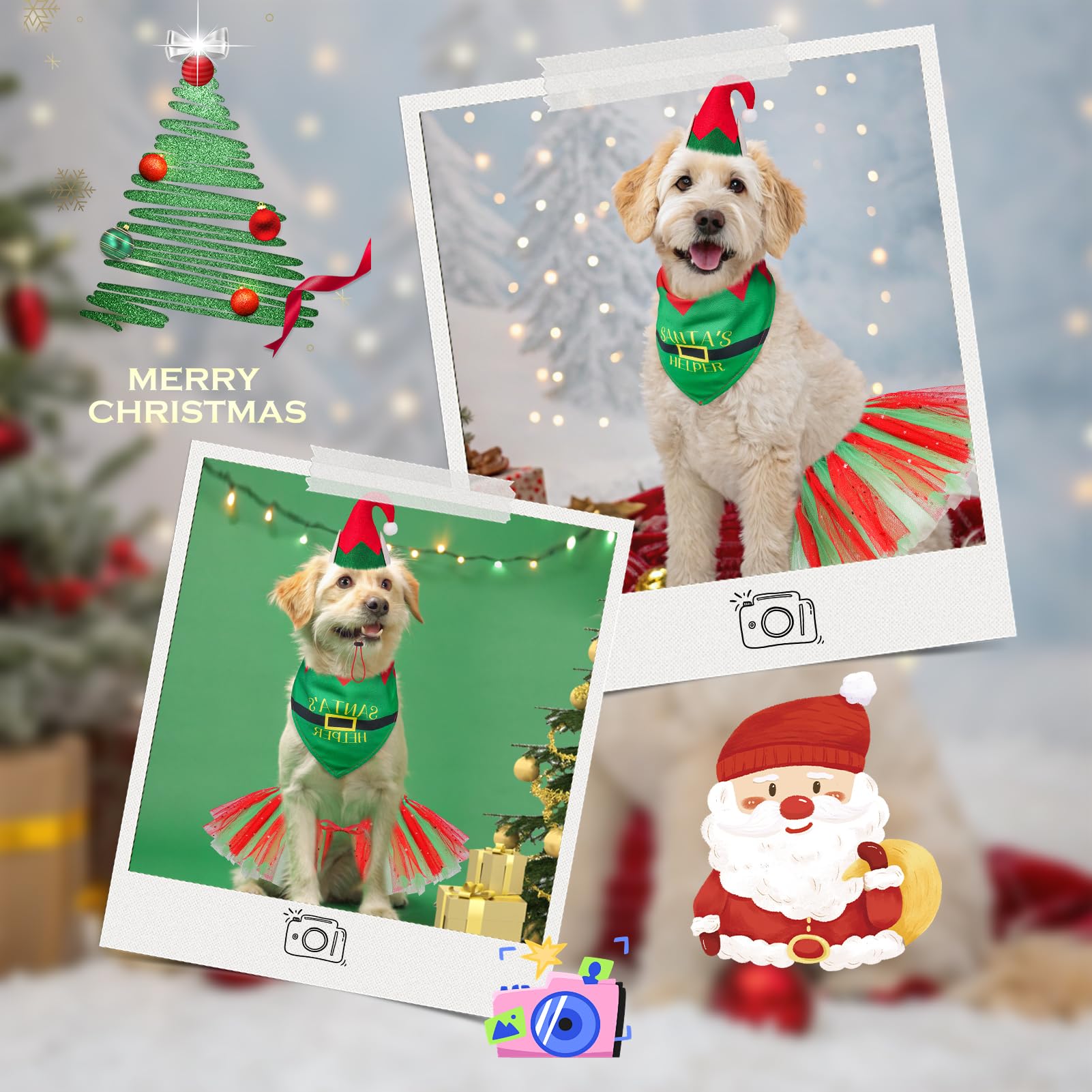 SCENEREAL uso en eventos navideños al aire libre, cómodo y festivo para tu mascota.