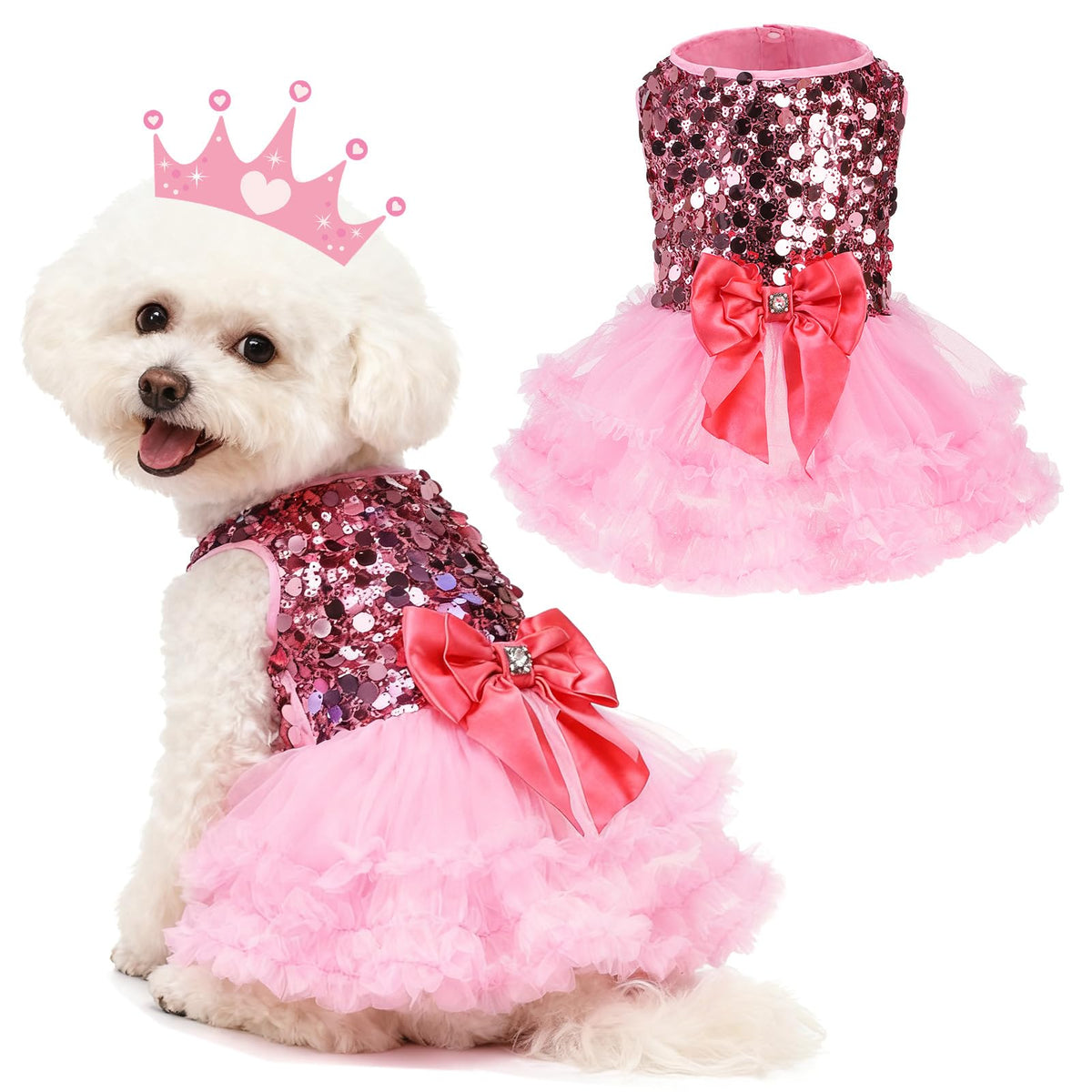 SCENEREAL vestido para perro con brillos, ideal para fiestas.