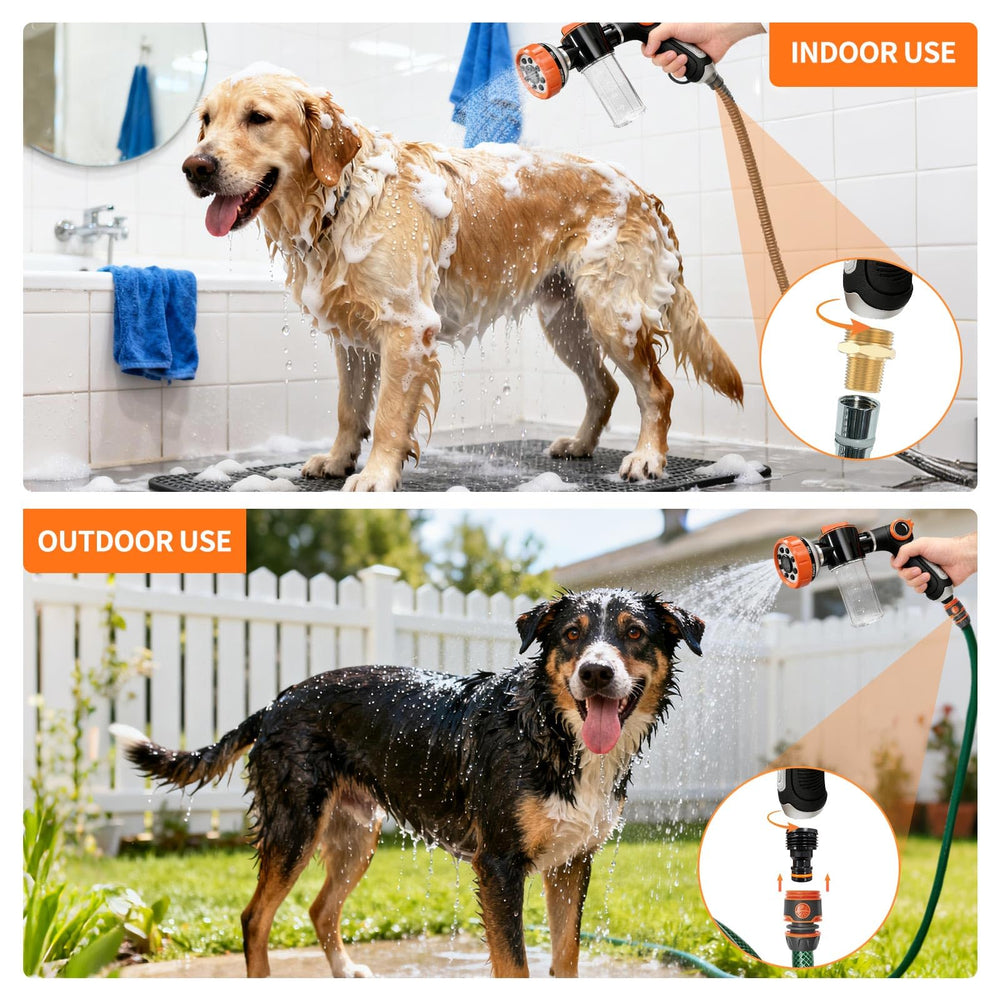 SCHITEC 8-modos-rociado para perros ofrece confort y control durante el baño