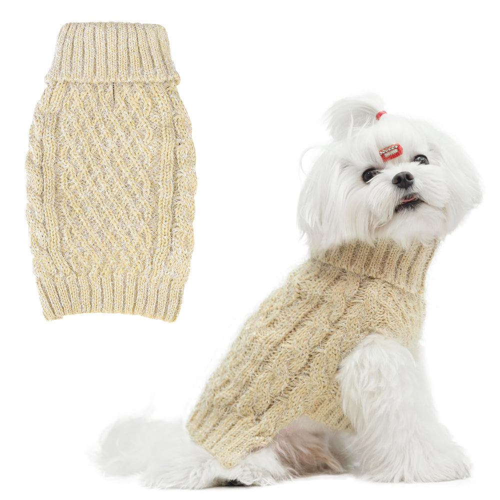 SCIROKKO suéter para perro con cuello tortuga y cableado, ideal para paseos o fiestas.