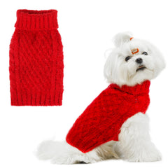 SCIROKKO suéter para perro pequeño con cuello alto y trenza; ideal para paseos invernales