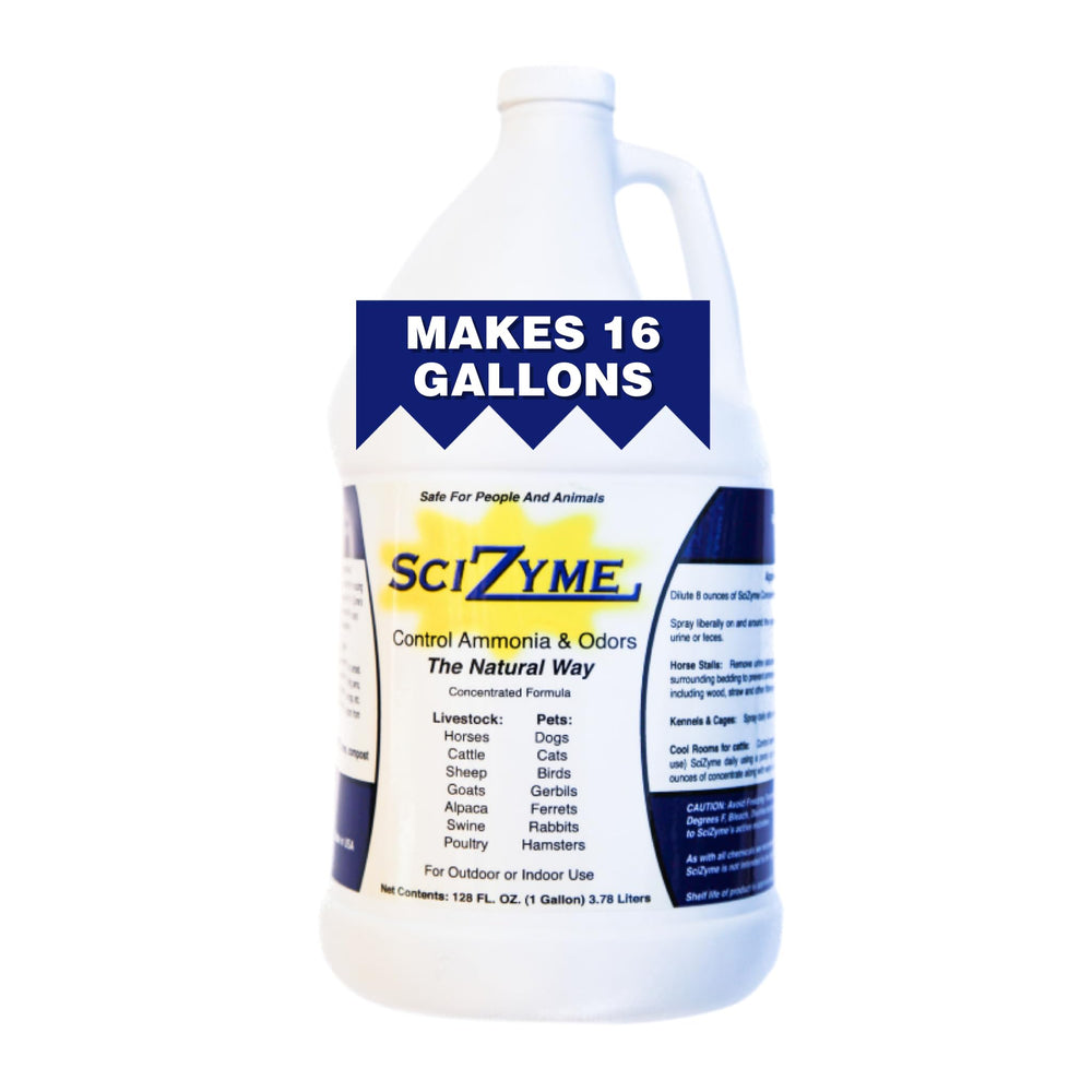 SciZyme Fresh 500: botella vertida, aroma fresco para áreas de cama de ganado.