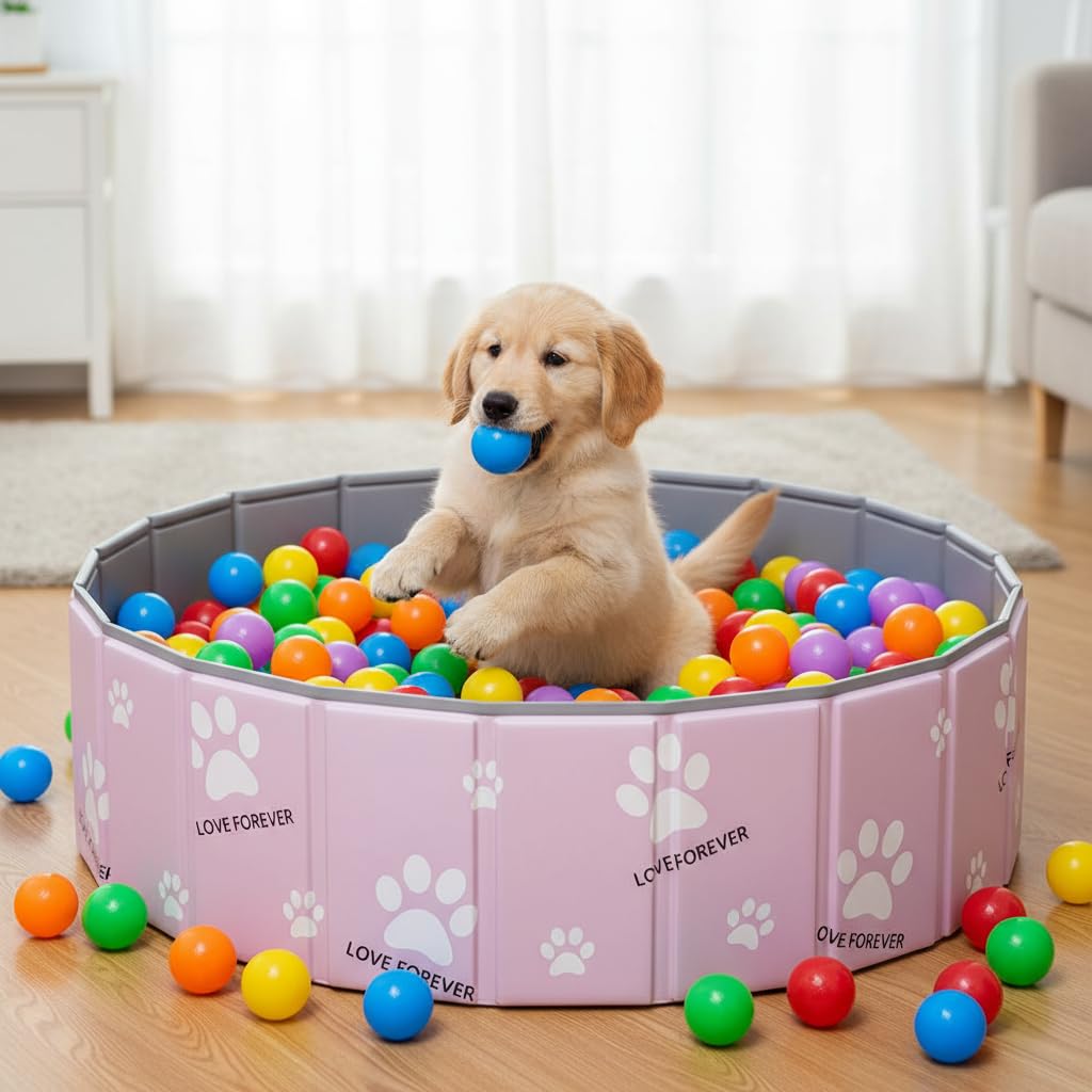 SCLWSS piscina de bolas 47in para perros, amplio espacio de juego en casa.