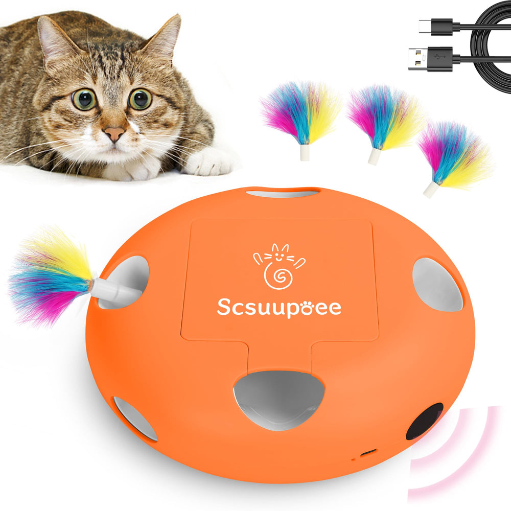 Juguete Scsuupoee para gatos con plumas, estimula la caza en interiores