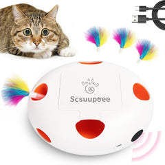 Scsuupoee juguete interactivo para gatos con plumas en movimiento, estimula la caza