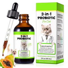 SDJUFEI Probiótico para gatos: frasco-vertido, favorece la salud intestinal.