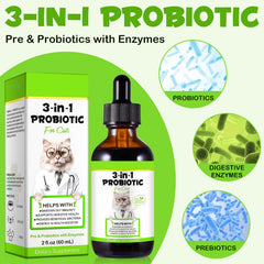 SDJUFEI Probiotics para gatos, prebióticos para equilibrio intestinal