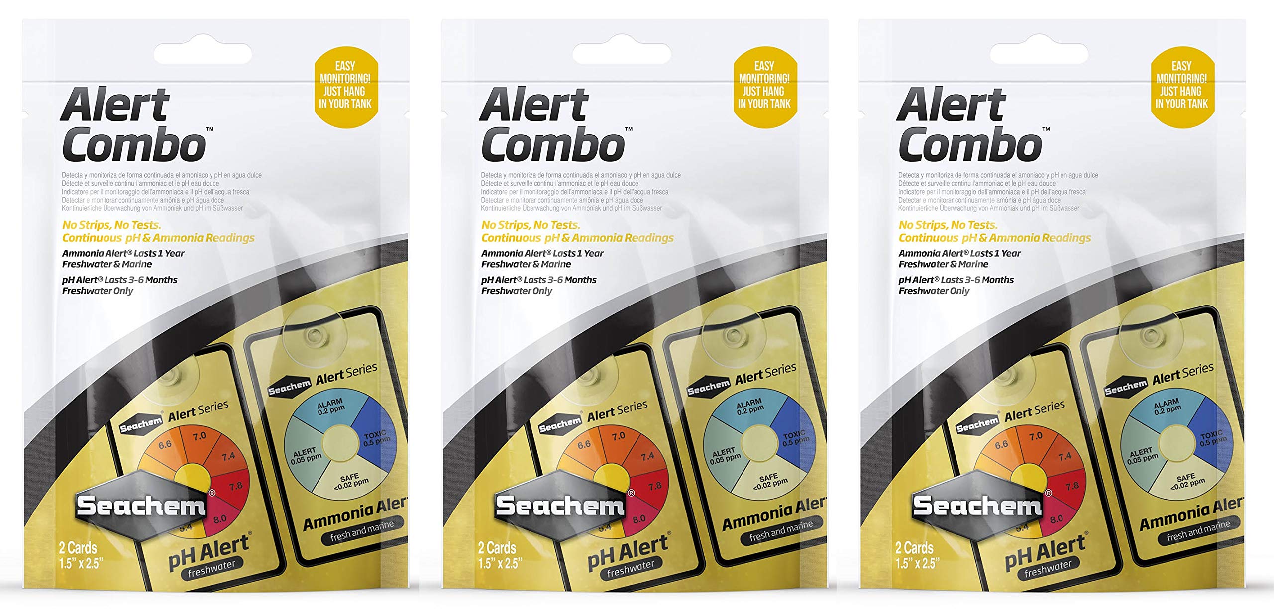 Seachem Alertas de PH y amoniaco, dos monitores para acuario, lectura continua para evitar cambios súbitos.