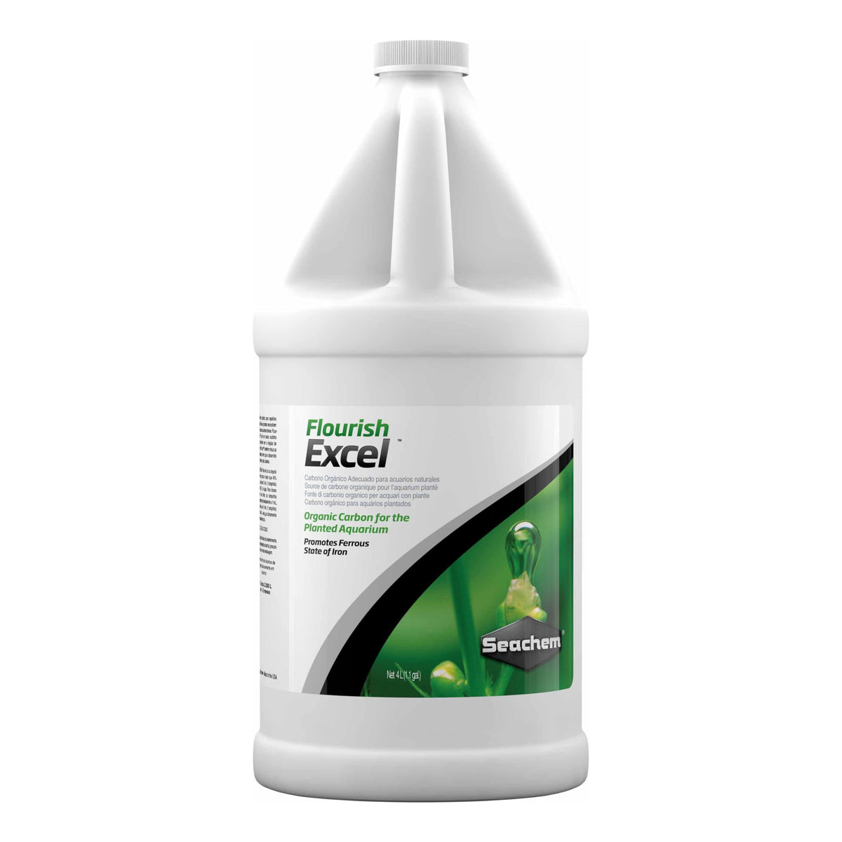 Seachem Flourish Excel vertido de la botella para suministro de carbono bio-disponible a plantas.