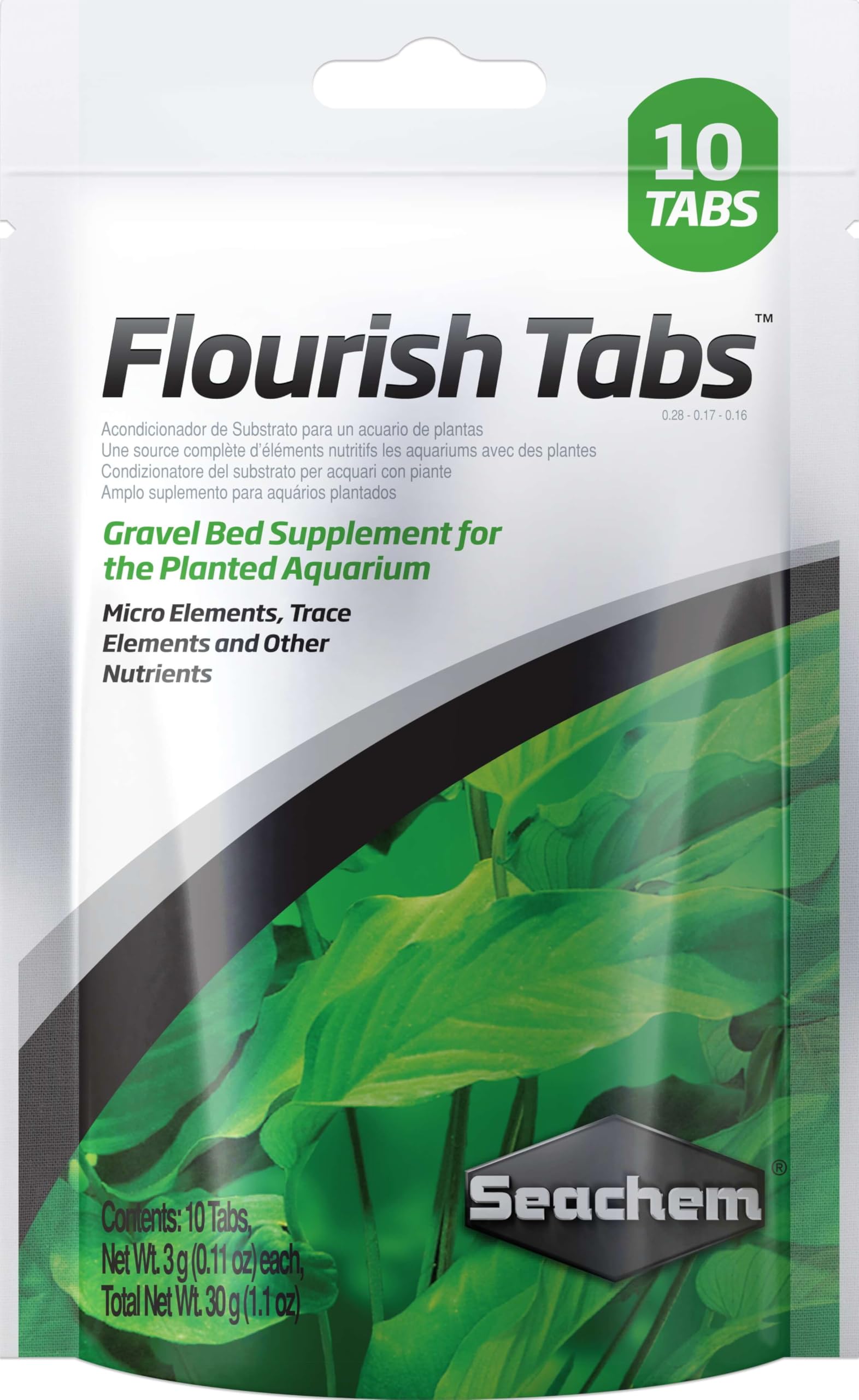 Seachem Flourish Tabs: empaque compacto listo para iniciar fertilización de raíces.