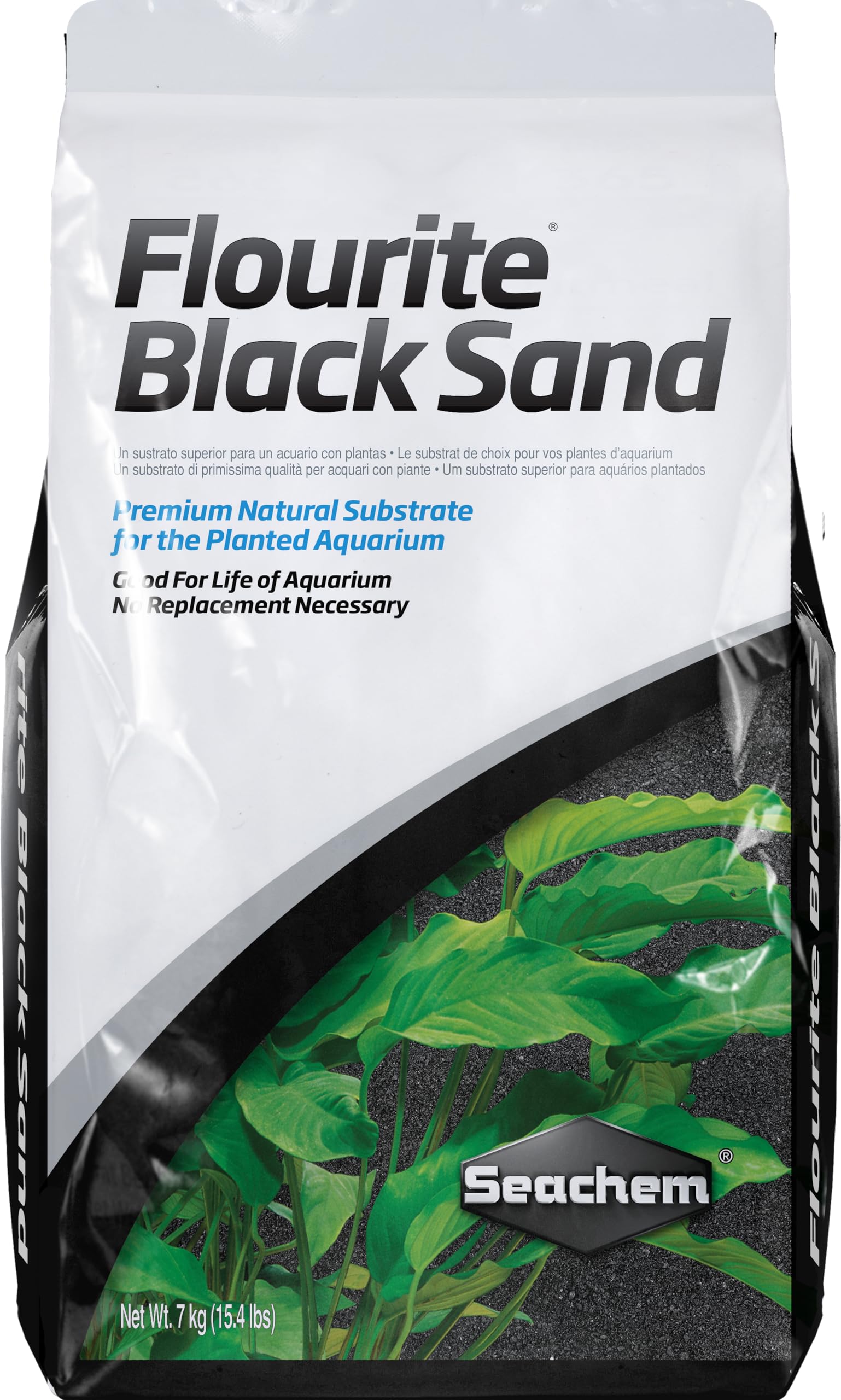 Seachem Flourite Black Sand como sustrato plantado que fomenta raíces estables.
