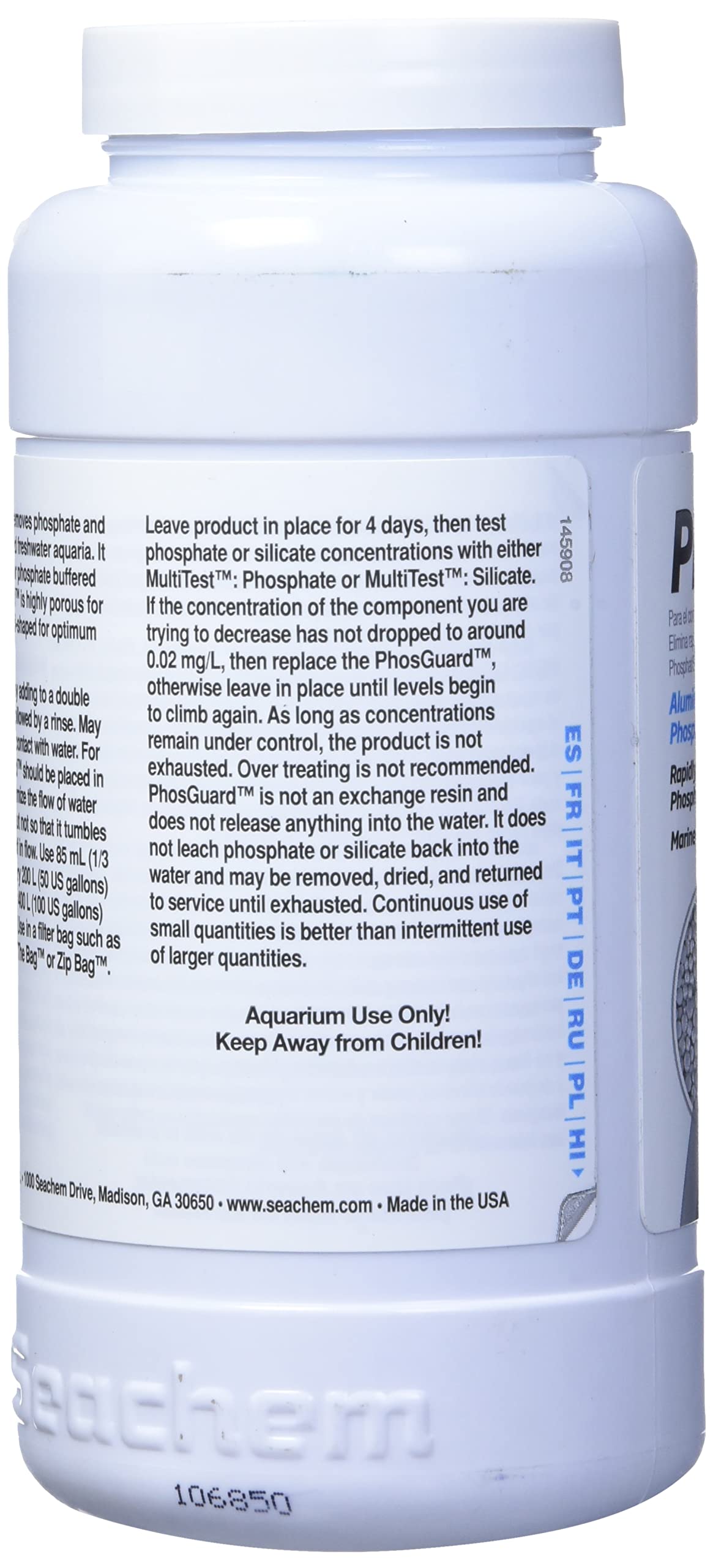 PhosGuard 500ml de Seachem granulos para filtración de fosfatos.