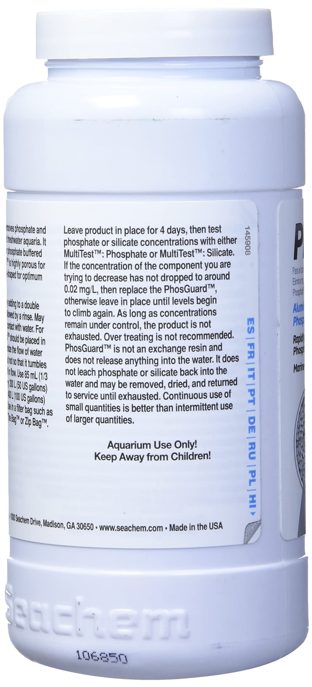 PhosGuard 500ml de Seachem granulos para filtración de fosfatos.