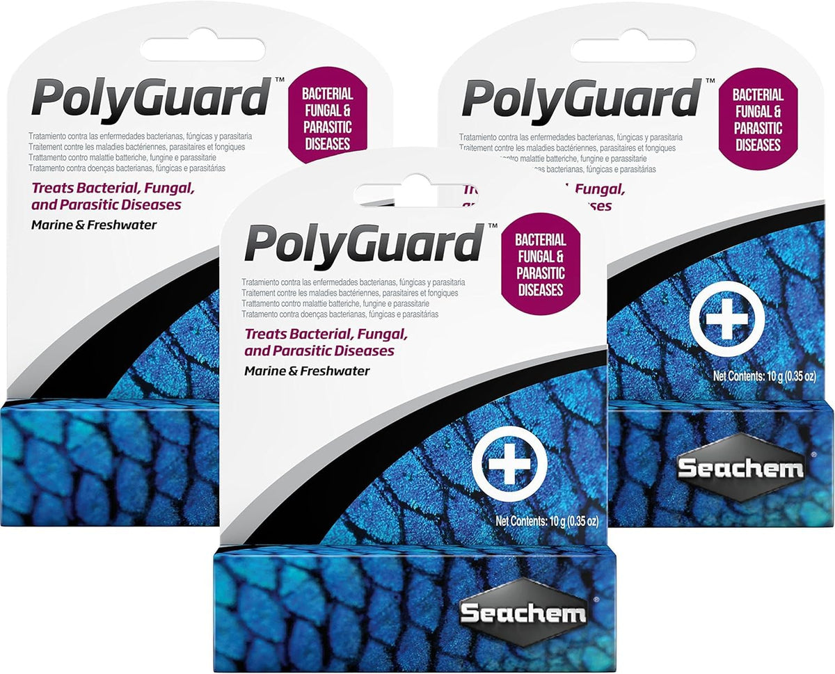 Seachem PolyGuard tres frascos de 10 g para tratamiento de acuarios