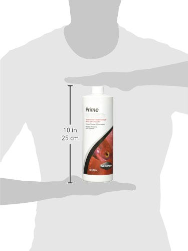 Seachem Prime, seguridad-dose-5x, útil en emergencias de amoníaco o nitrito.