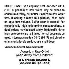 Seachem Prime, vertido-en-agua-nueva: elimina cloro y cloramina de inmediato.