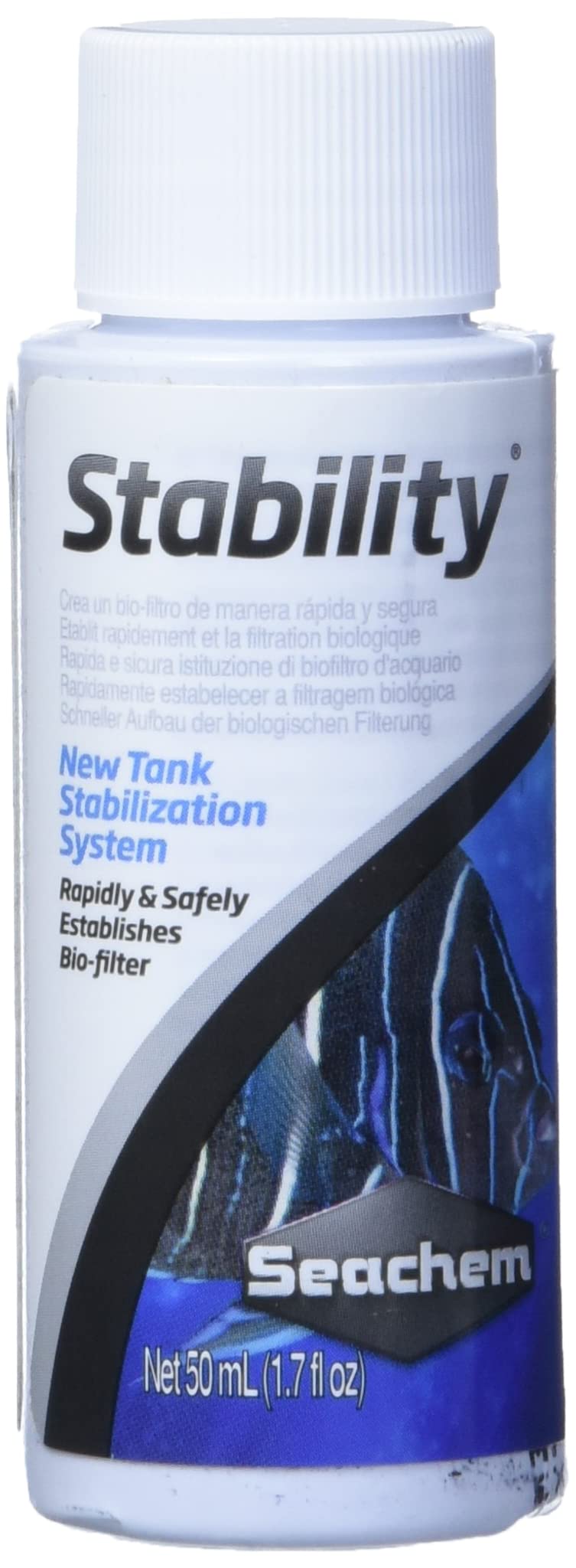 Seachem Stability, botella de 50 ml lista para estabilizar el acuario.