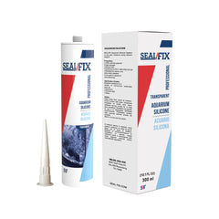 Seal/Fix: sellador de silicona para acuarios, bote transparente para sellado seguro.