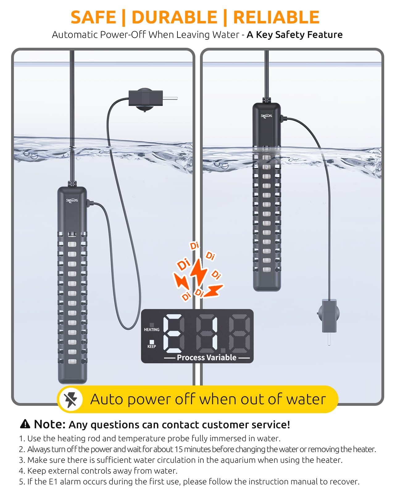 SEAOURA ajuste-preciso 0,1°F-°C facilita cambios finos para un control estable.