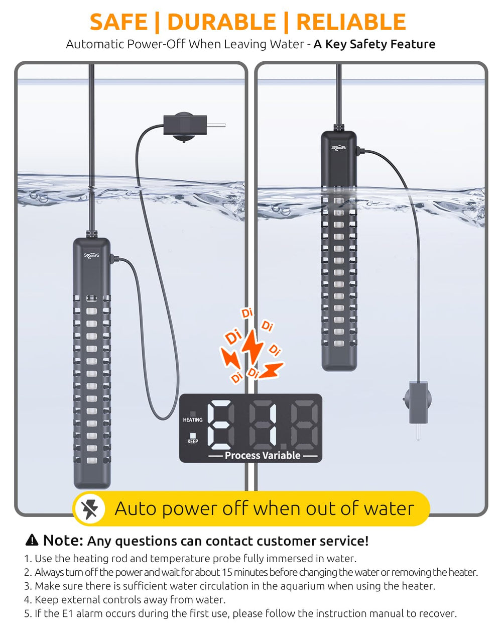 SEAOURA ajuste-preciso 0,1°F-°C facilita cambios finos para un control estable.