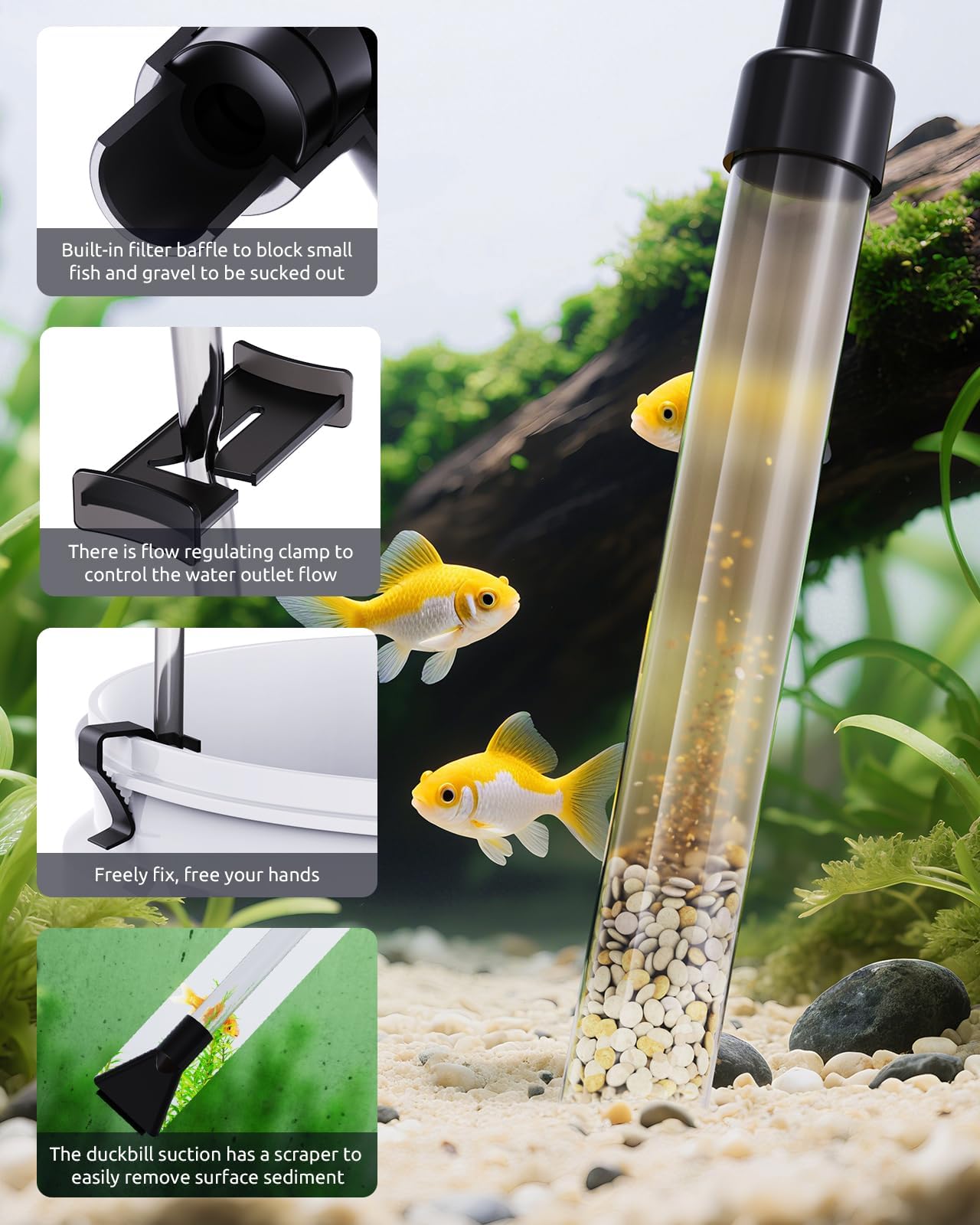 Seaoura Control de flujo ajustable para cambios de agua precisos.