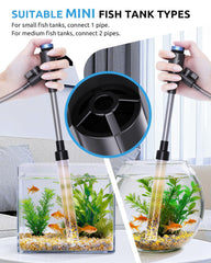 Seaoura Diseño manual con pulsador facilita cambios de agua sin electricidad.