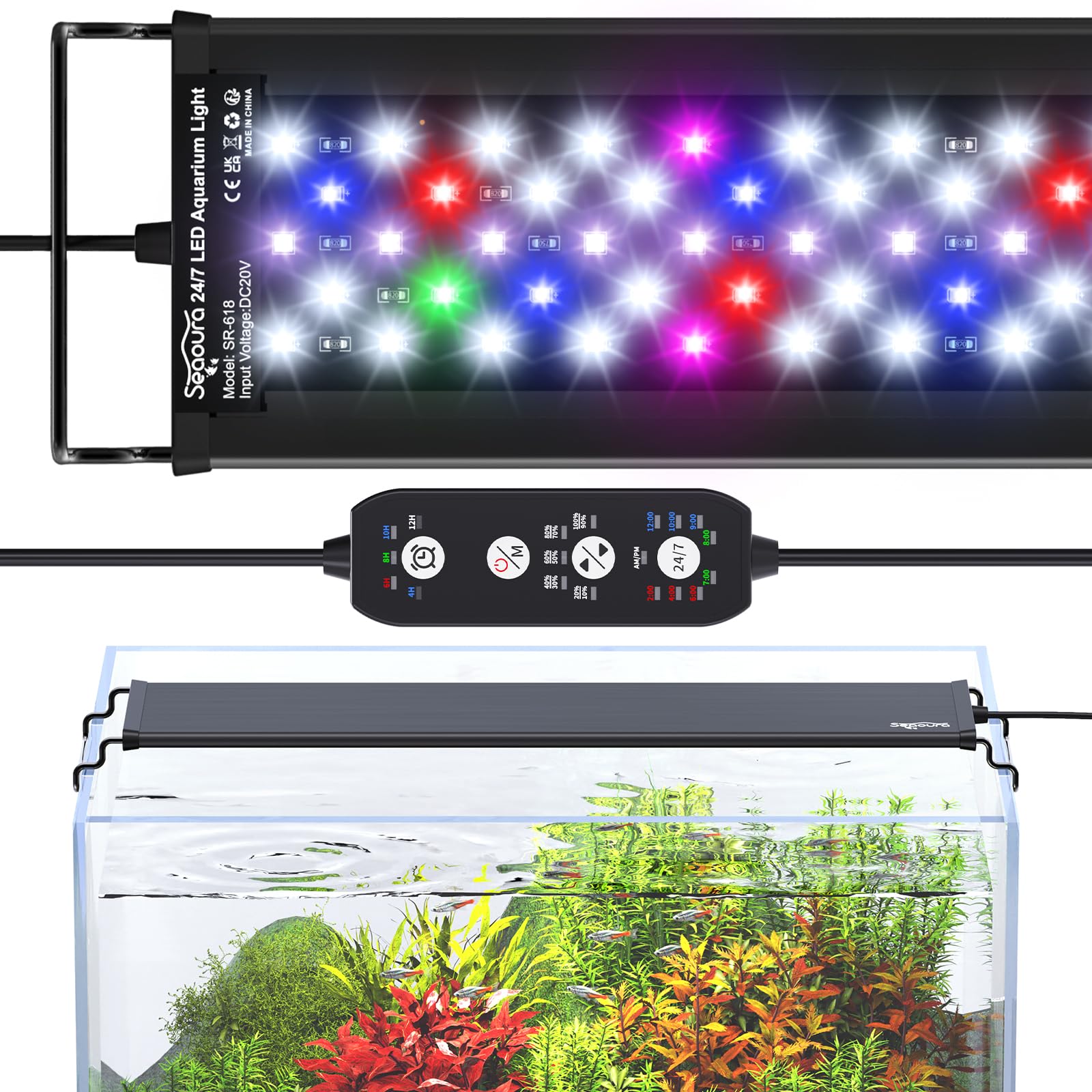SEAOURA luz de acuario Amanecer para plantas sanas y crecimiento suave
