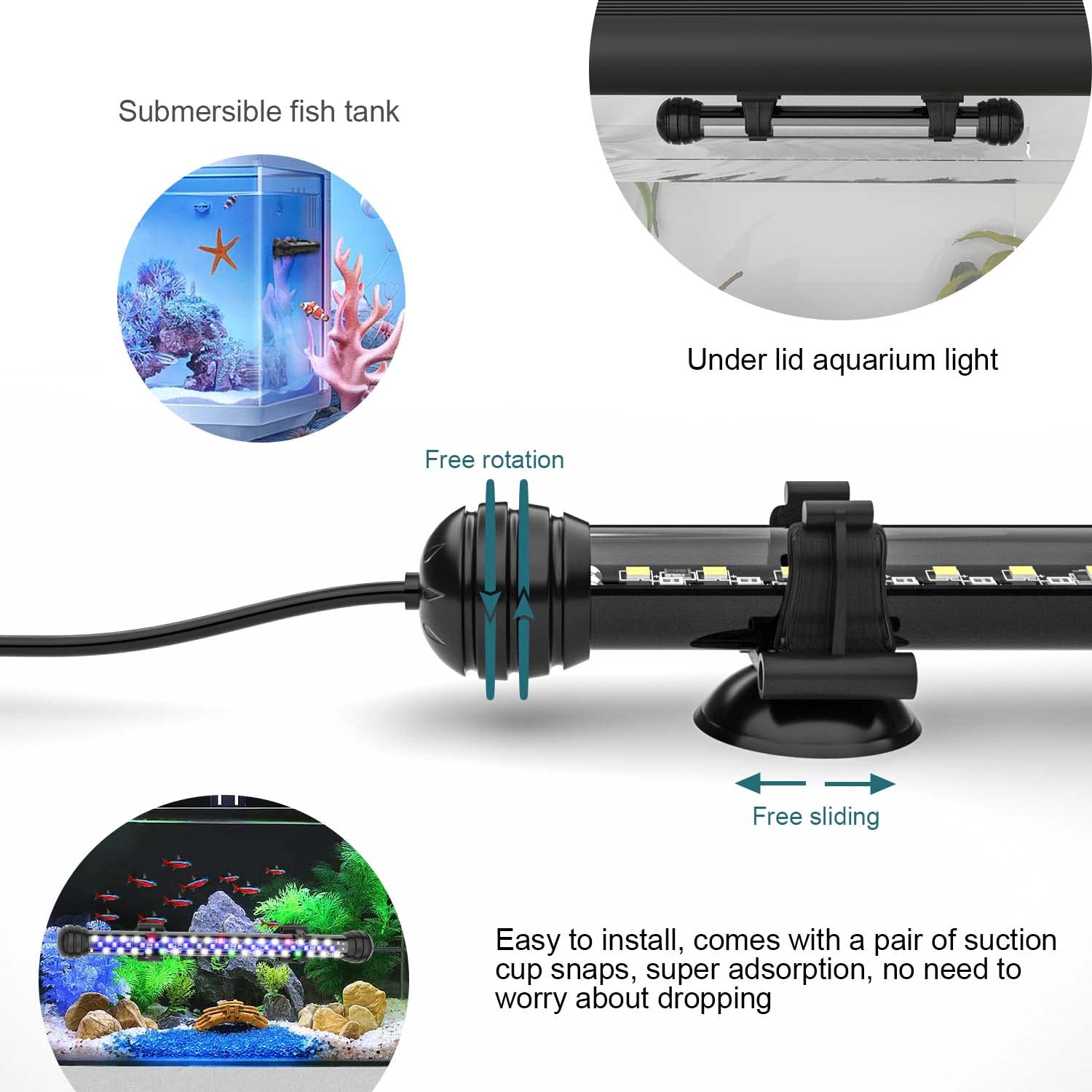 Seaoura luz acuario LED IP68 y montaje versátil