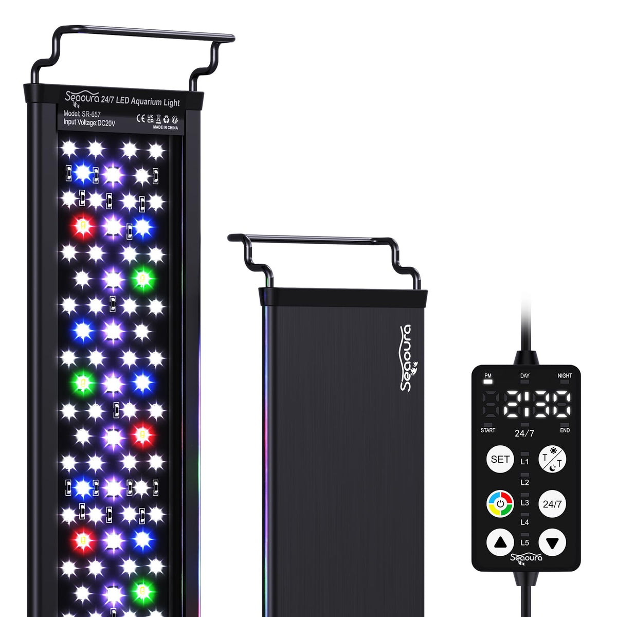 SEAOURA luz de acuario para plantas con ciclo 24/7 para crecimiento uniforme.