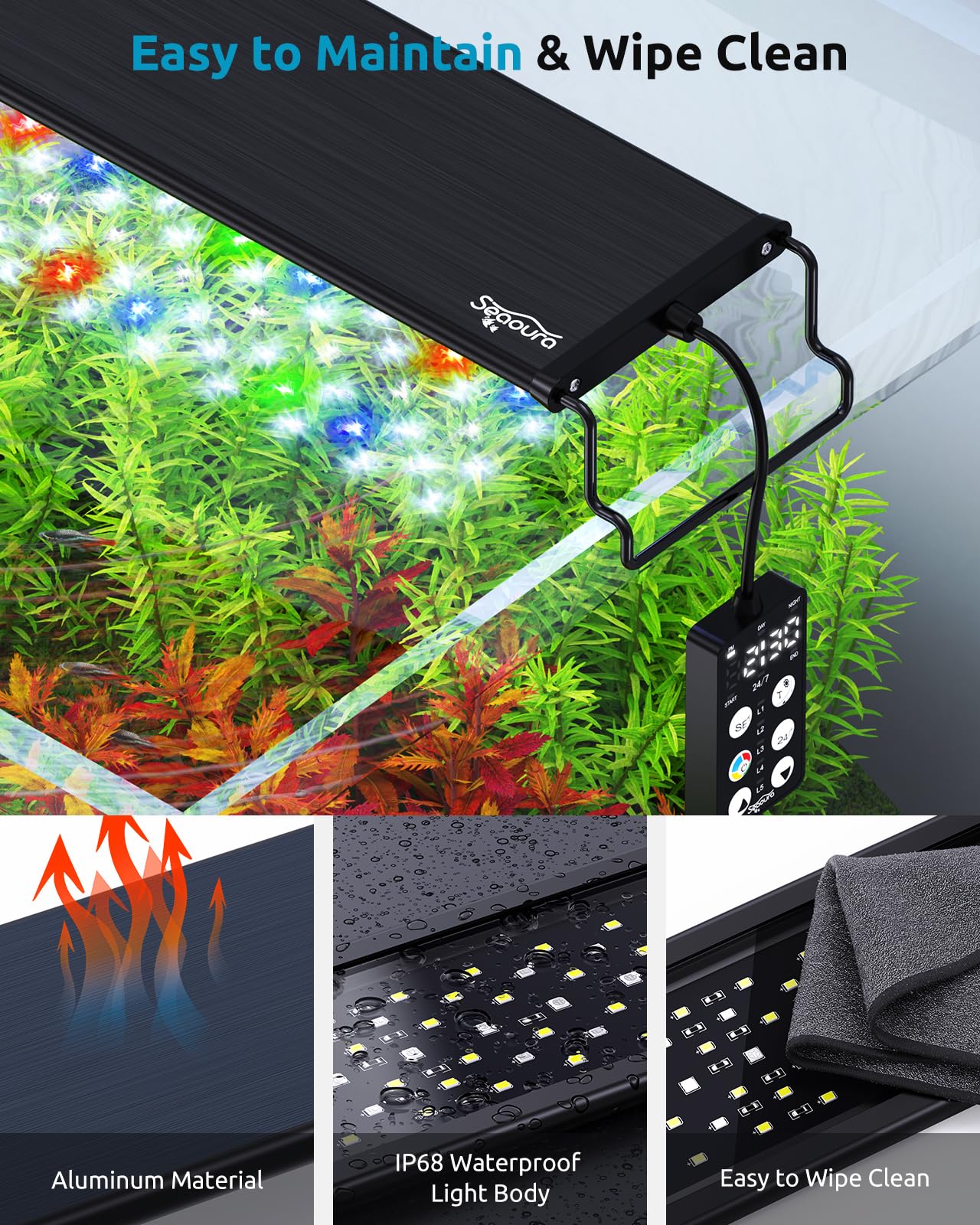 SEAOURA cuerpo IP68 resistente al agua facilita limpieza frecuente.