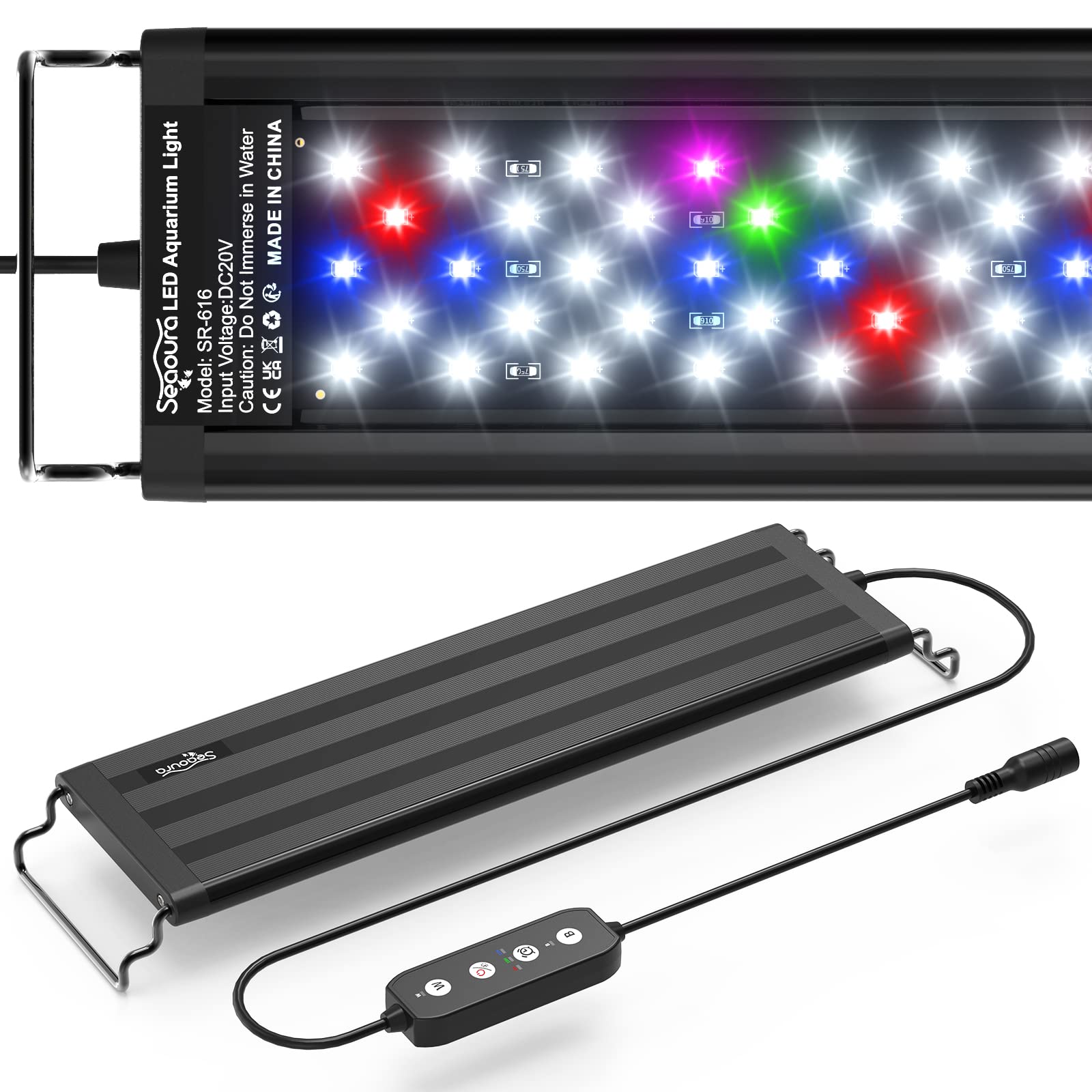 Luz SEAOURA para acuario, espectro completo para plantas, mejora la iluminación del acuario